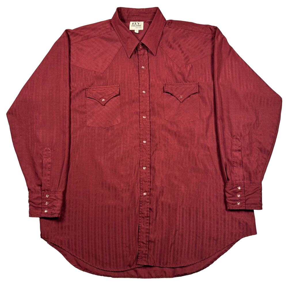 Pearl Snap Western Shirt Men's‎ XXL Ely Cattleman Vintage Red Aztec Long Sleeve